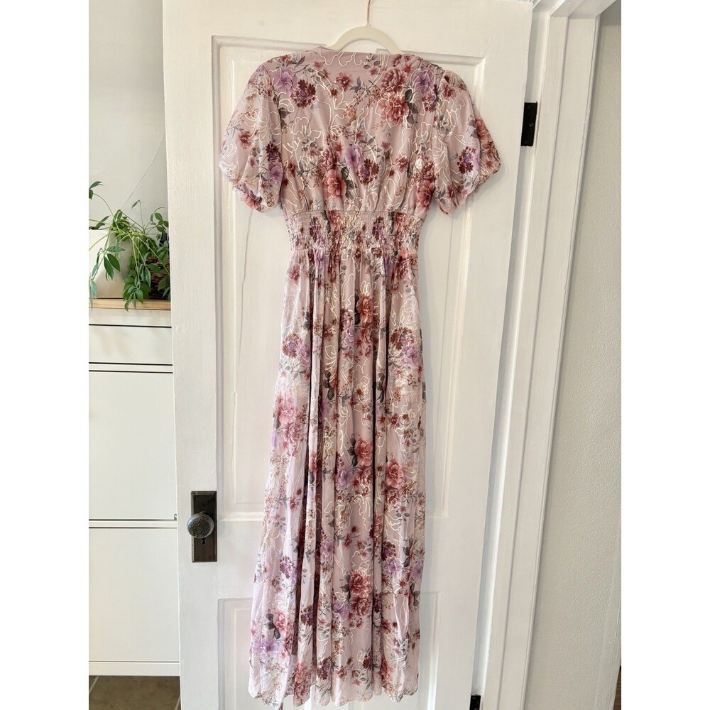 Baltic Born Ardley Embossed Maxi Dress Floral Pink Champagne Formal Wedding Sz S - Picture 3 of 13